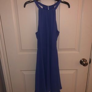 Blue Flowy Formal Dress w/ Halter Neckline